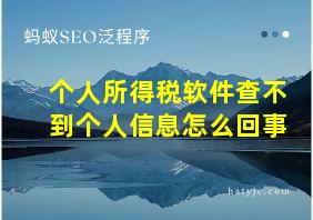 个人所得税软件查不到个人信息怎么回事