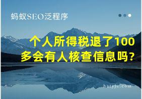 个人所得税退了100多会有人核查信息吗?