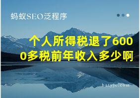 个人所得税退了6000多税前年收入多少啊