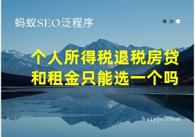 个人所得税退税房贷和租金只能选一个吗