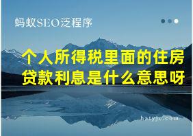 个人所得税里面的住房贷款利息是什么意思呀