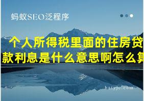 个人所得税里面的住房贷款利息是什么意思啊怎么算