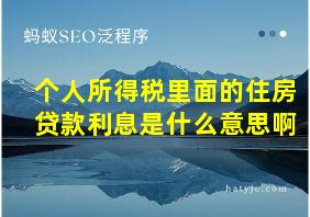 个人所得税里面的住房贷款利息是什么意思啊