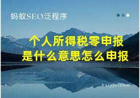 个人所得税零申报是什么意思怎么申报