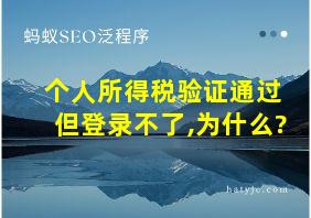 个人所得税验证通过 但登录不了,为什么?