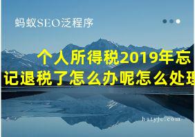 个人所得税2019年忘记退税了怎么办呢怎么处理