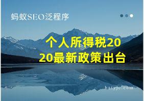 个人所得税2020最新政策出台