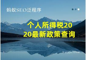 个人所得税2020最新政策查询