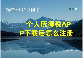 个人所得税APP下载后怎么注册