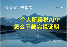 个人所得税APP怎么下载完税证明