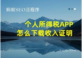 个人所得税APP怎么下载收入证明