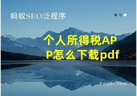 个人所得税APP怎么下载pdf