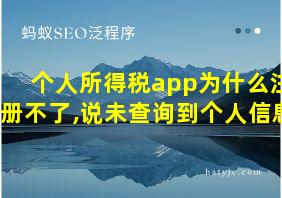 个人所得税app为什么注册不了,说未查询到个人信息