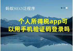 个人所得税app可以用手机验证码登录吗