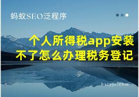 个人所得税app安装不了怎么办理税务登记