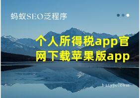 个人所得税app官网下载苹果版app