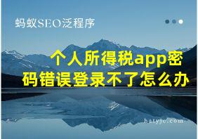 个人所得税app密码错误登录不了怎么办