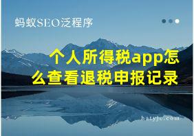 个人所得税app怎么查看退税申报记录