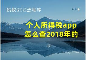 个人所得税app怎么查2018年的