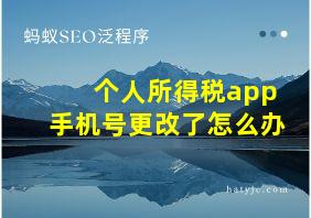 个人所得税app手机号更改了怎么办