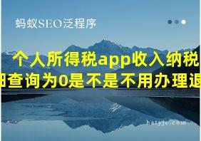 个人所得税app收入纳税明细查询为0是不是不用办理退税