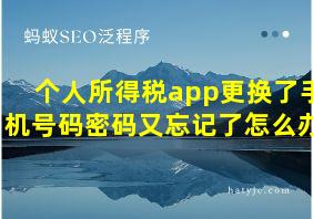 个人所得税app更换了手机号码密码又忘记了怎么办