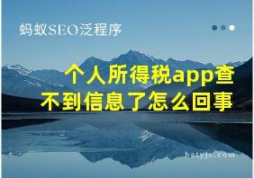 个人所得税app查不到信息了怎么回事