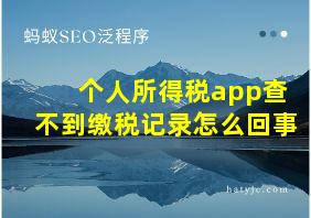 个人所得税app查不到缴税记录怎么回事