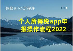 个人所得税app申报操作流程2022