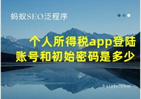 个人所得税app登陆账号和初始密码是多少