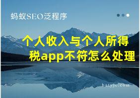 个人收入与个人所得税app不符怎么处理