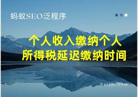 个人收入缴纳个人所得税延迟缴纳时间