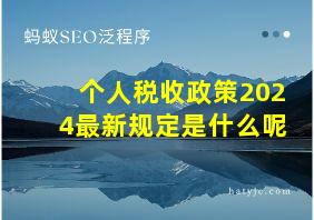 个人税收政策2024最新规定是什么呢