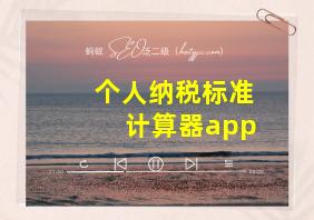 个人纳税标准计算器app