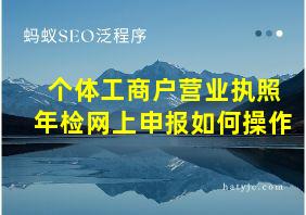 个体工商户营业执照年检网上申报如何操作