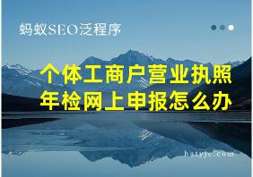 个体工商户营业执照年检网上申报怎么办