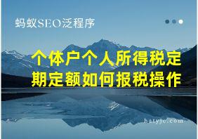 个体户个人所得税定期定额如何报税操作