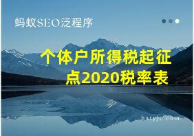 个体户所得税起征点2020税率表