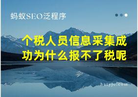 个税人员信息采集成功为什么报不了税呢