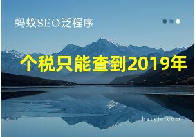 个税只能查到2019年