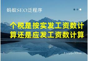 个税是按实发工资数计算还是应发工资数计算