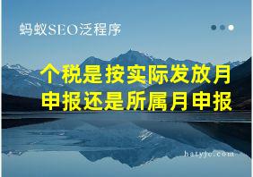 个税是按实际发放月申报还是所属月申报