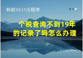 个税查询不到19年的记录了吗怎么办理