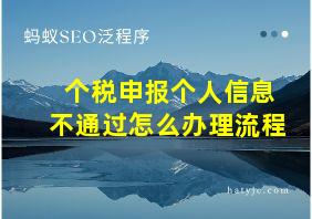 个税申报个人信息不通过怎么办理流程