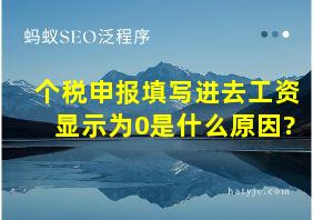 个税申报填写进去工资显示为0是什么原因?