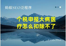 个税申报大病医疗怎么扣除不了