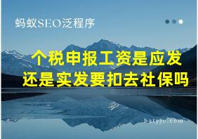 个税申报工资是应发还是实发要扣去社保吗