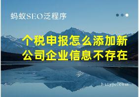 个税申报怎么添加新公司企业信息不存在