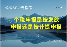 个税申报是按发放申报还是按计提申报