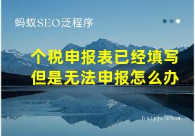 个税申报表已经填写但是无法申报怎么办